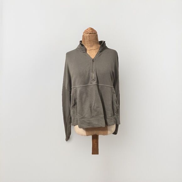 Aerie Quarter Zip Olive Green Pullover Women's Size Medium Sweatshirt - Picture 1 of 8